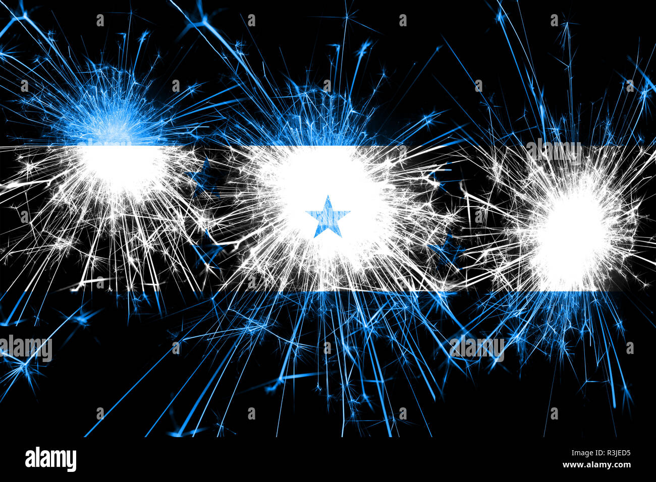 Honduras fireworks sparkling flag. New Year, Christmas and National day