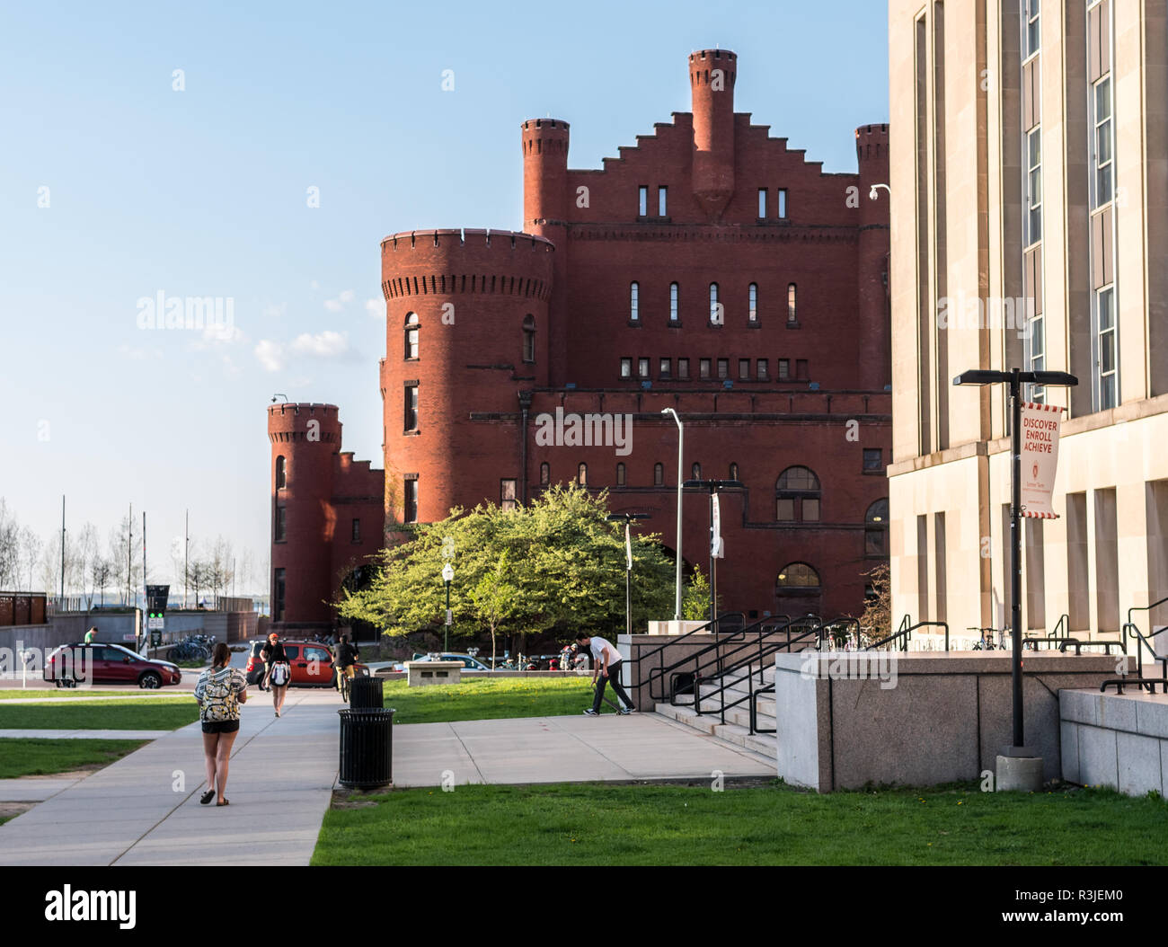 MADISON, WISCONSIN - MAY 07, 2018: Student activity at the Library Mall park at the University of Wisconsin. Stock Photo