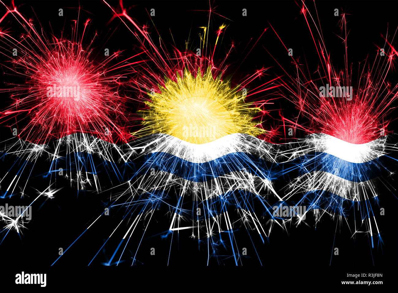 Kiribati fireworks sparkling flag. New Year, Christmas and National day