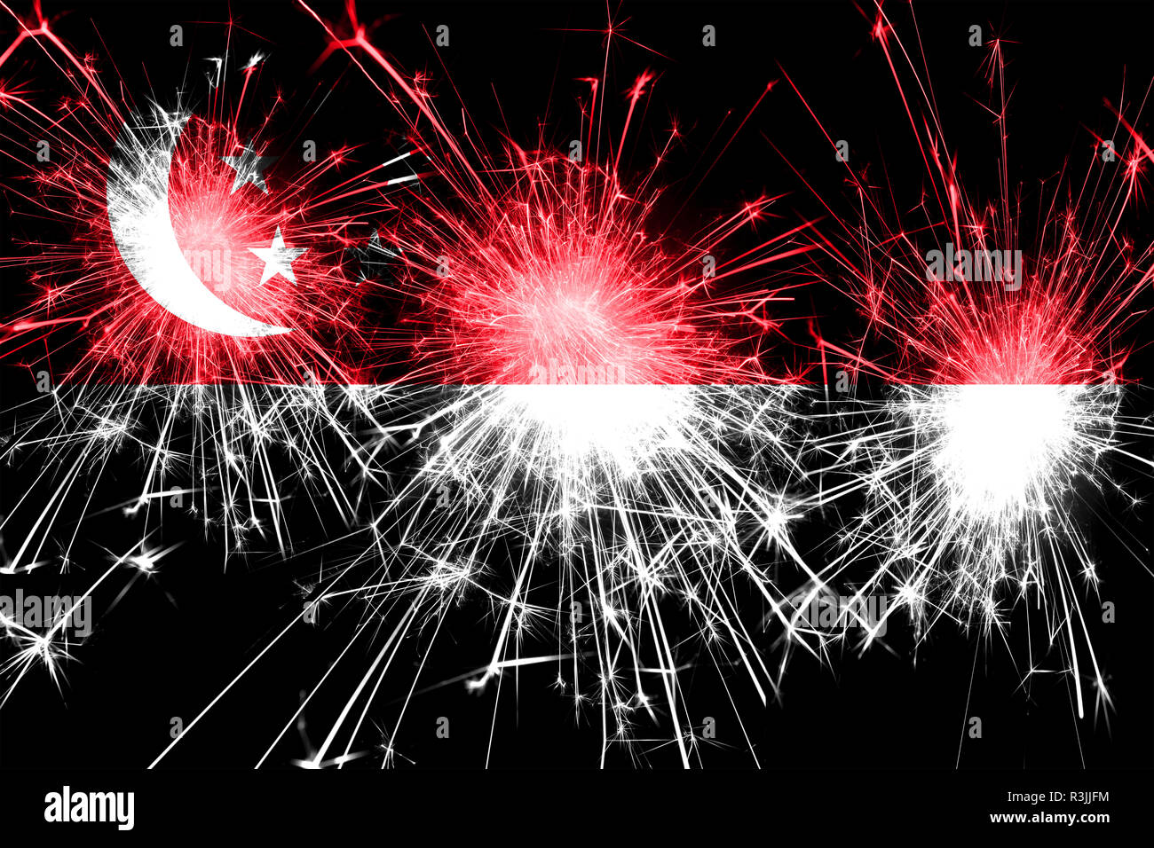 Singapore Fireworks Sparkling Flag New Year Christmas And National Day Concept Stock Photo Alamy