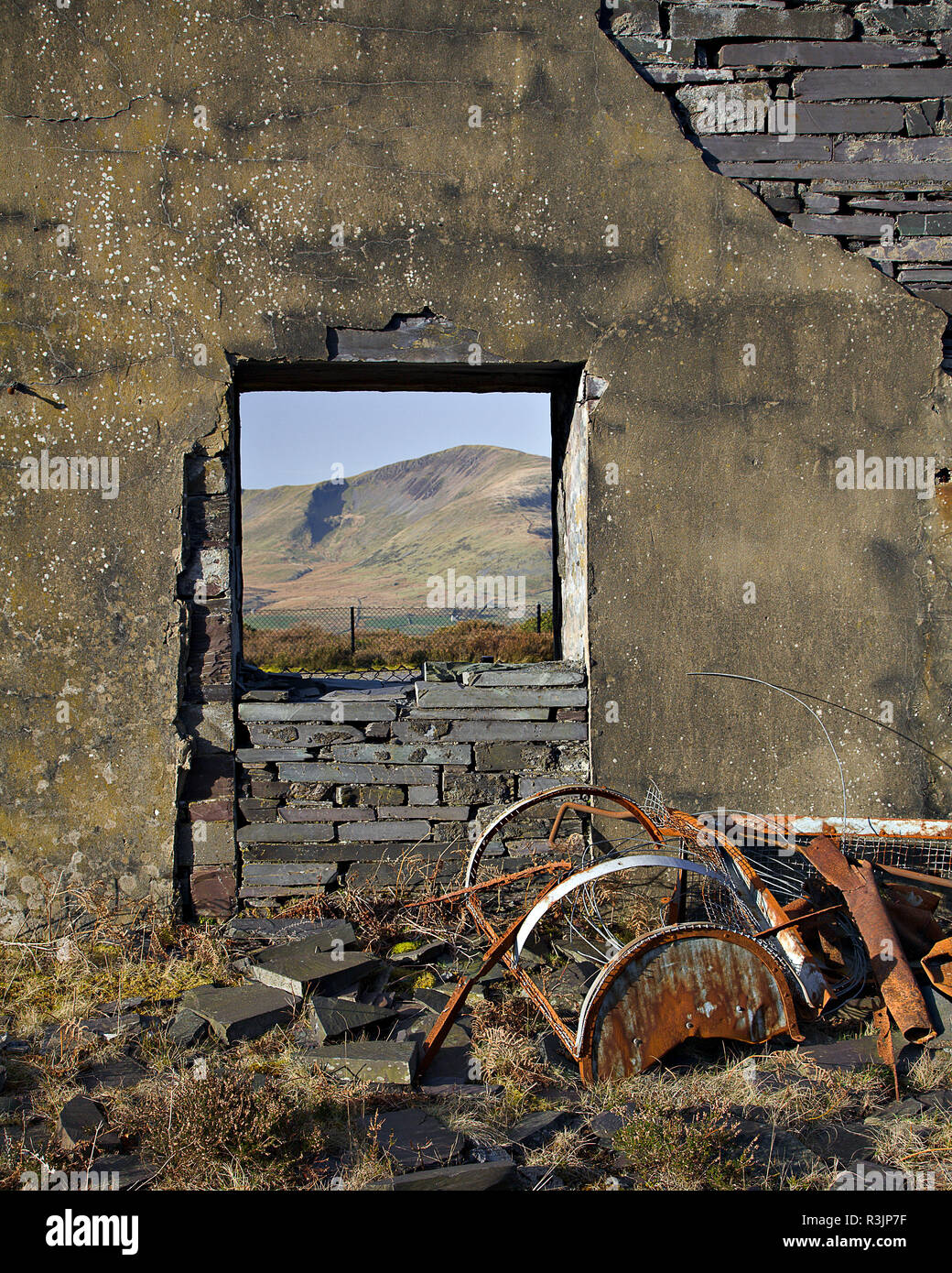 Abandoned slate workings at Dinorwig in the Snowdonia National Park, North Wales Stock Photo