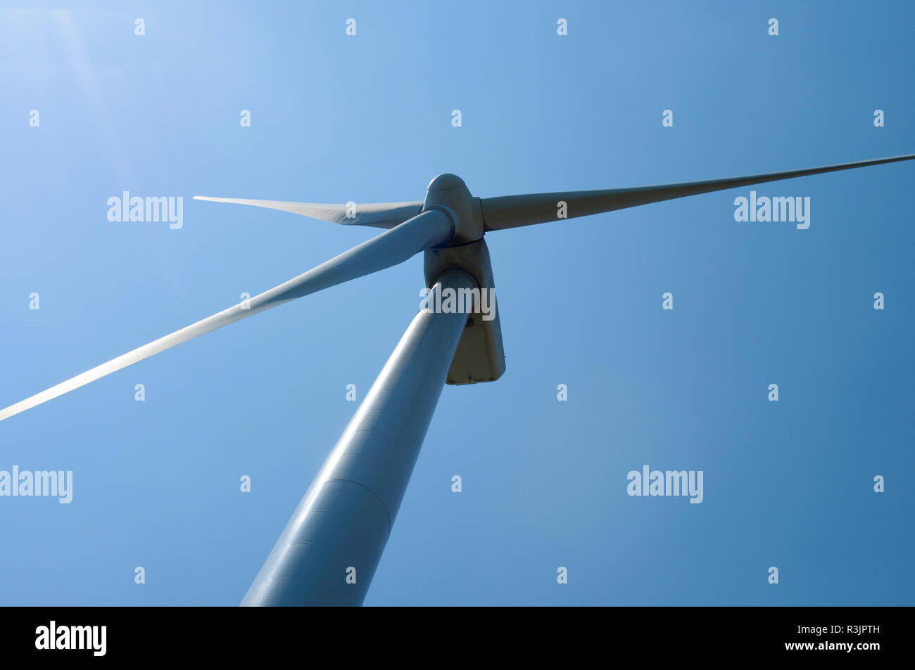 Contrasted view of a giant windmill Stock Photo