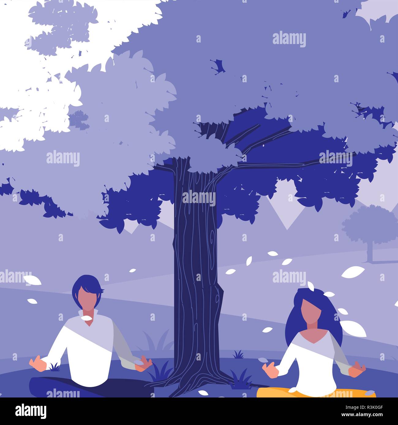 Couple meditating Stock Vector Images - Alamy