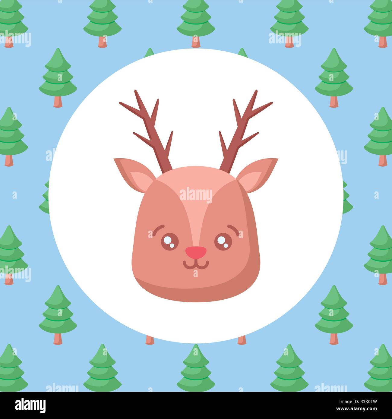 christmas deer over colorful background, vector illustration Stock Vector