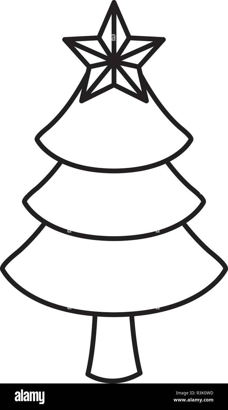 Christmas Tree With A Star On Top Over White Background Vector Illustration Stock Vector Image Art Alamy