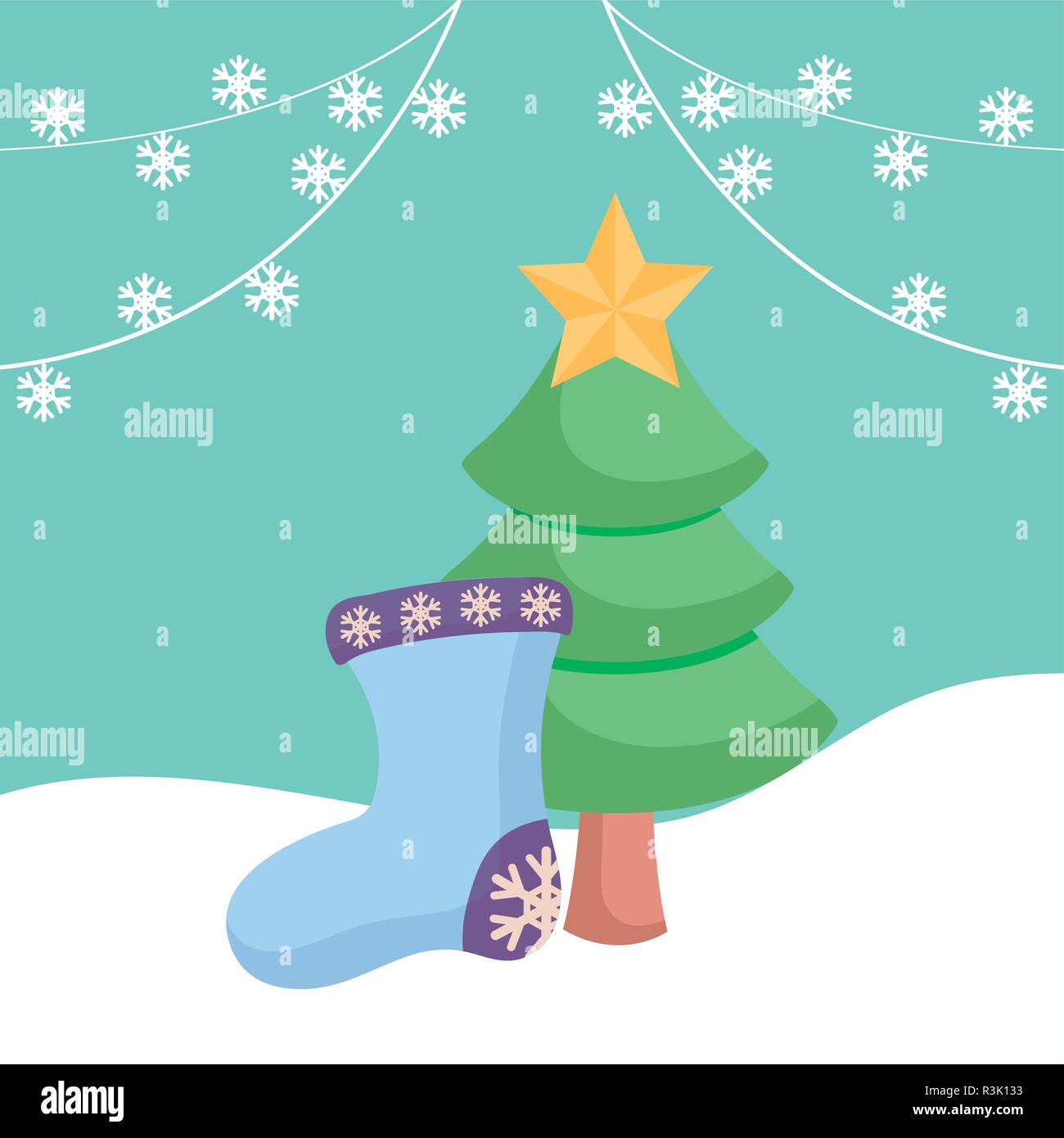 christmas tree over blue background, vector illustration Stock Vector ...