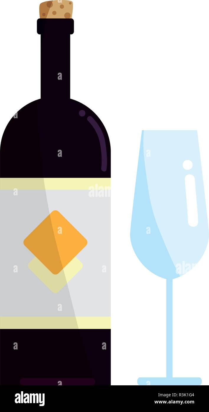 wine bottle and glass over white background, vector illustration Stock ...