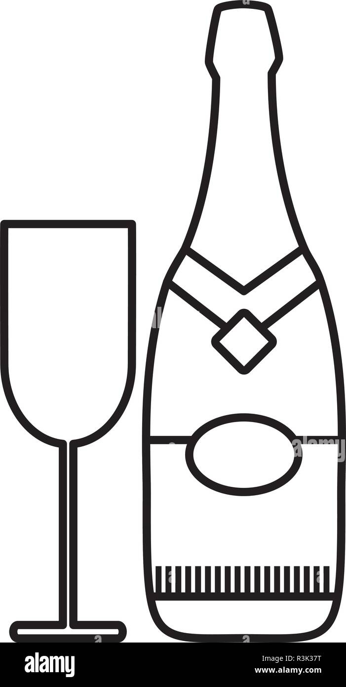 Champagne bottle and glass icon over white background, vector illustration Stock Vector