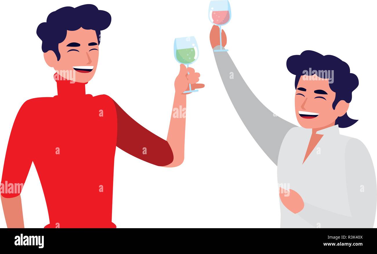Two men enjoying wine over white background, vector illustration Stock ...