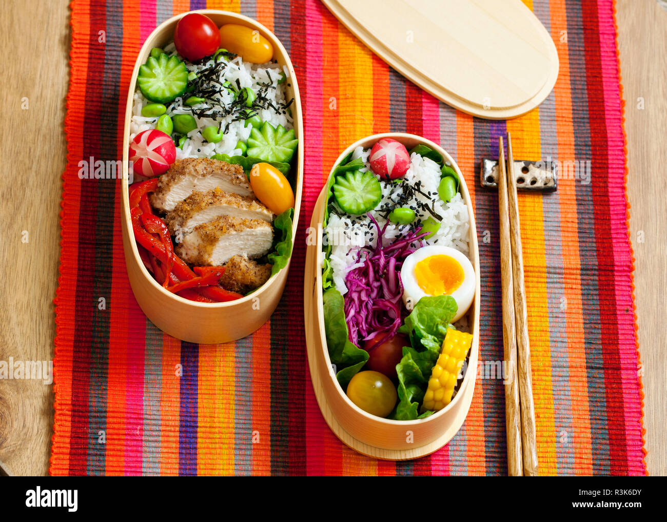 Japanese bento box with chicken, vegetables and rice Stock Photo Alamy