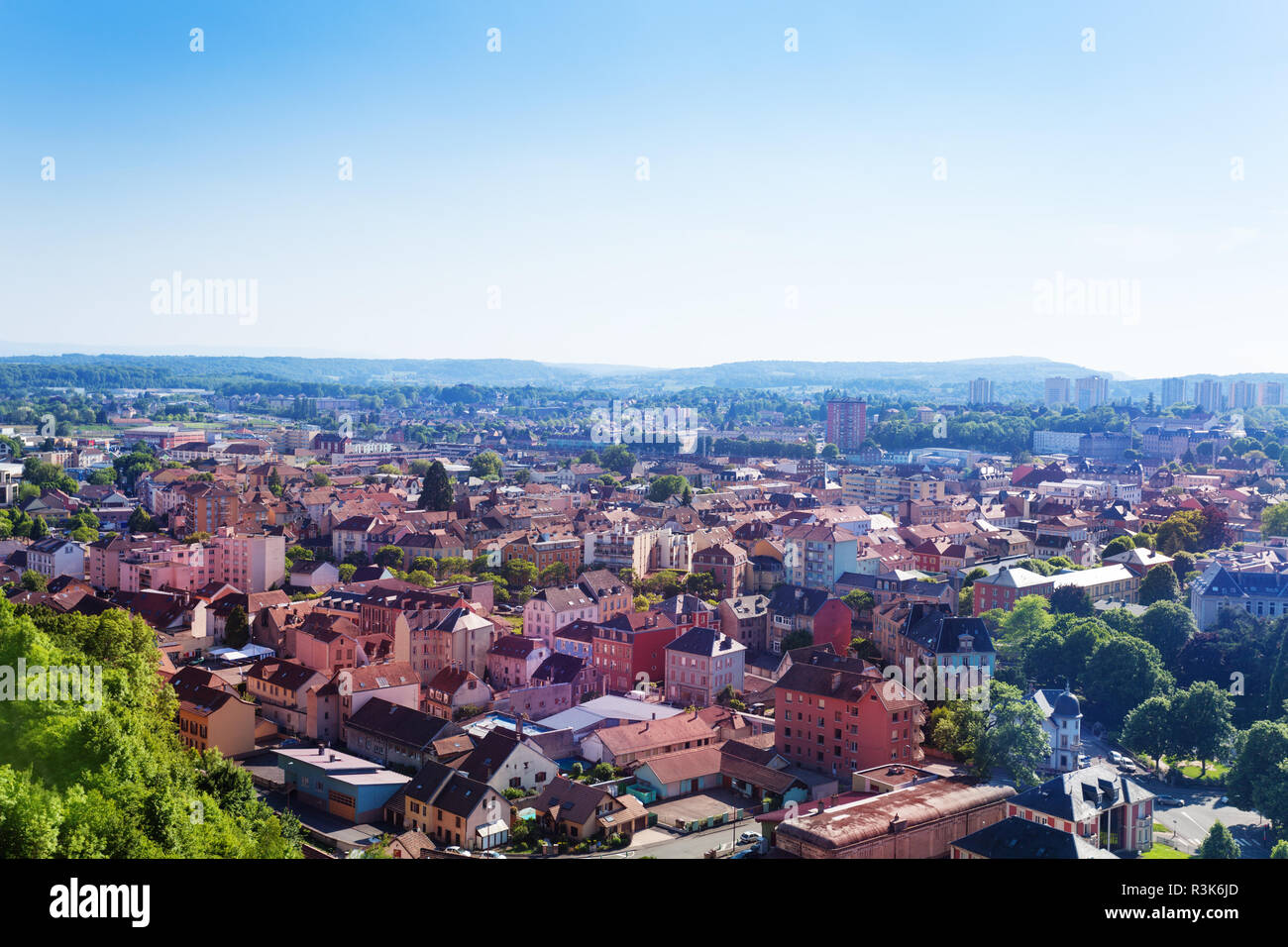 Panoramic view of Belfort city at sunny day Stock Photo