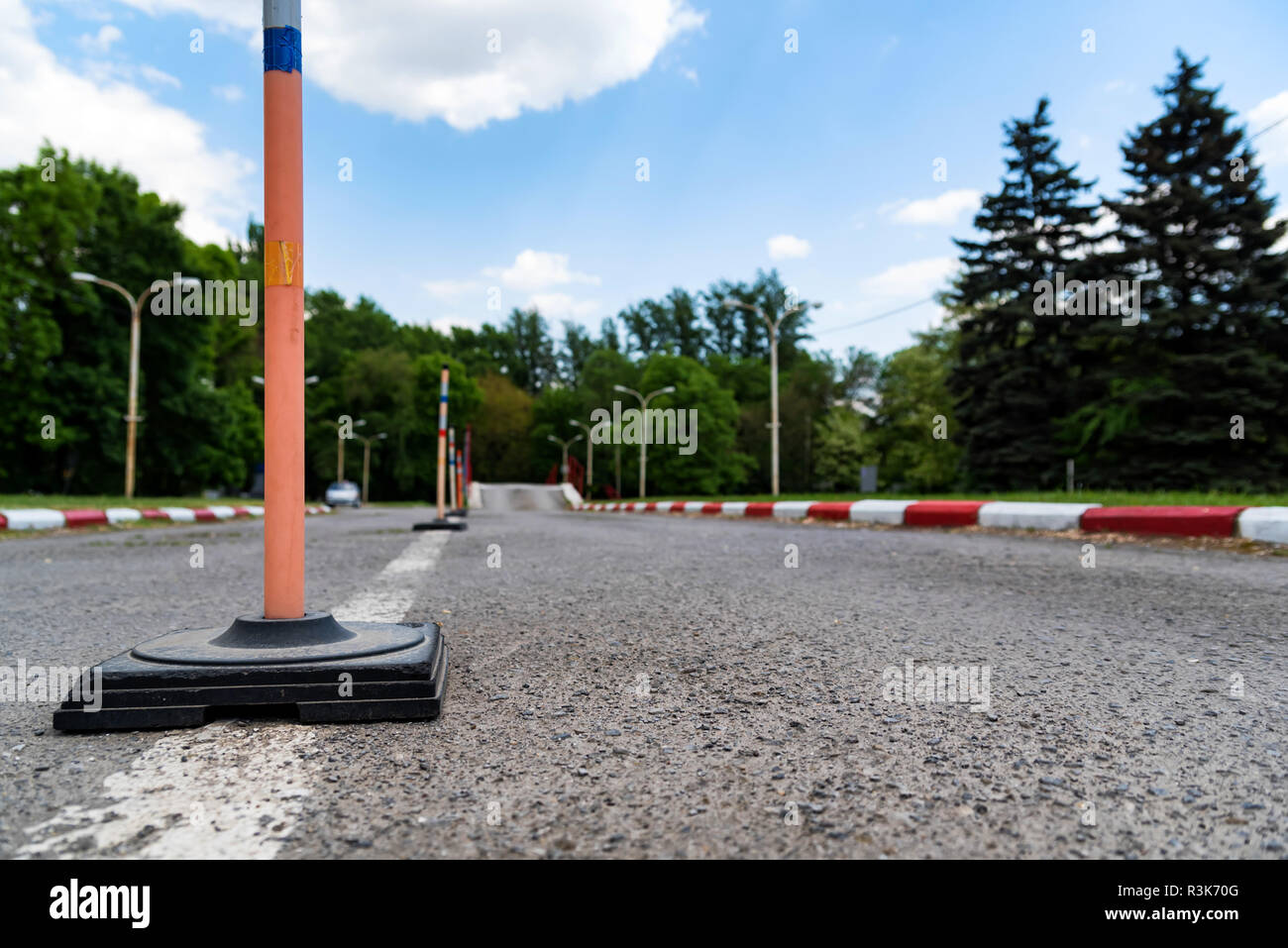 Driving school practice circuit area road view Stock Photo