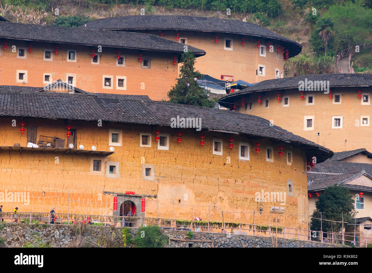 Tianluokeng Tulou cluster, UNESCO World Heritage Site, Nanjing County, Fujian, China Stock Photo