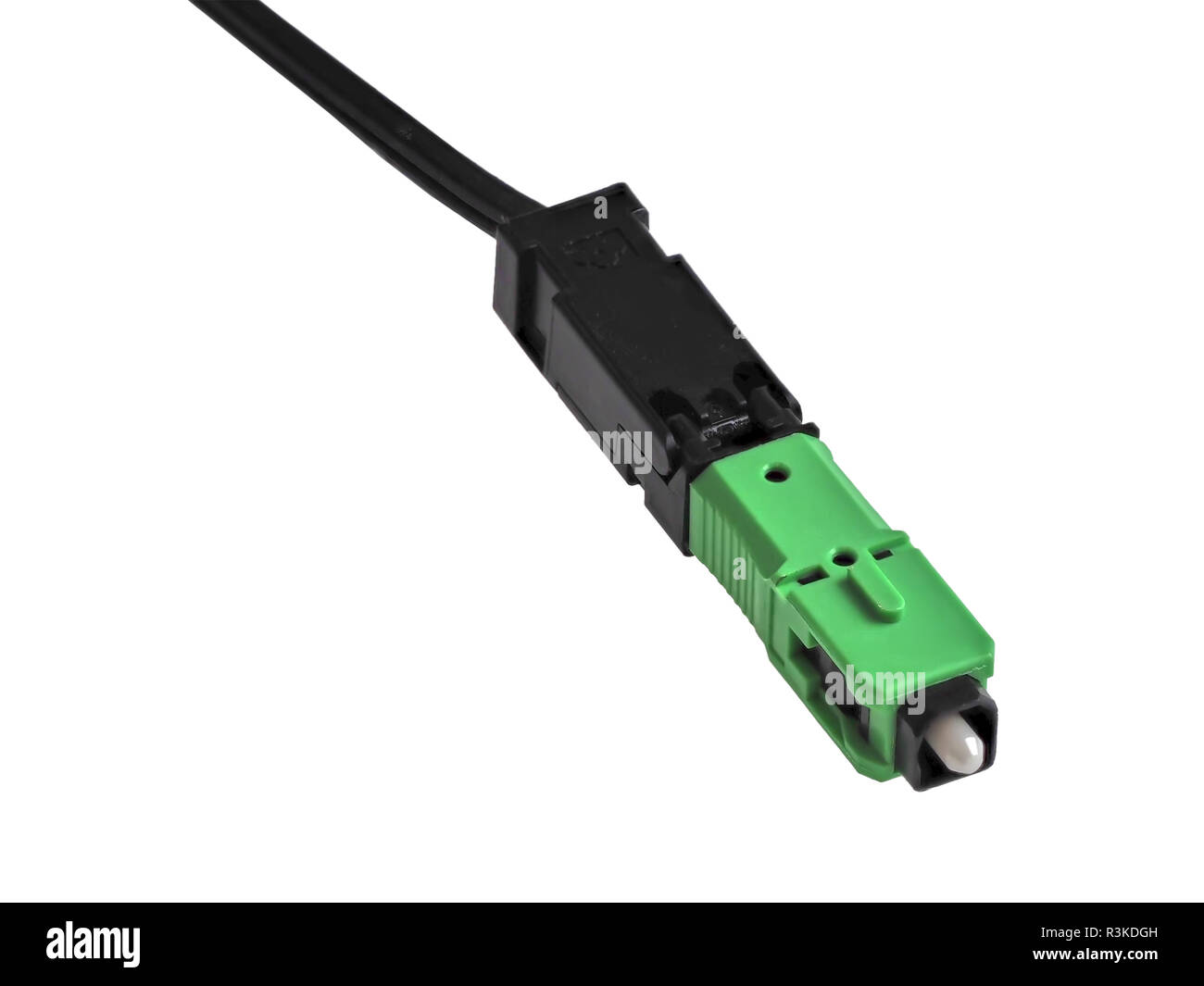 A passive optical network (PON) fiber optics connector is used in most