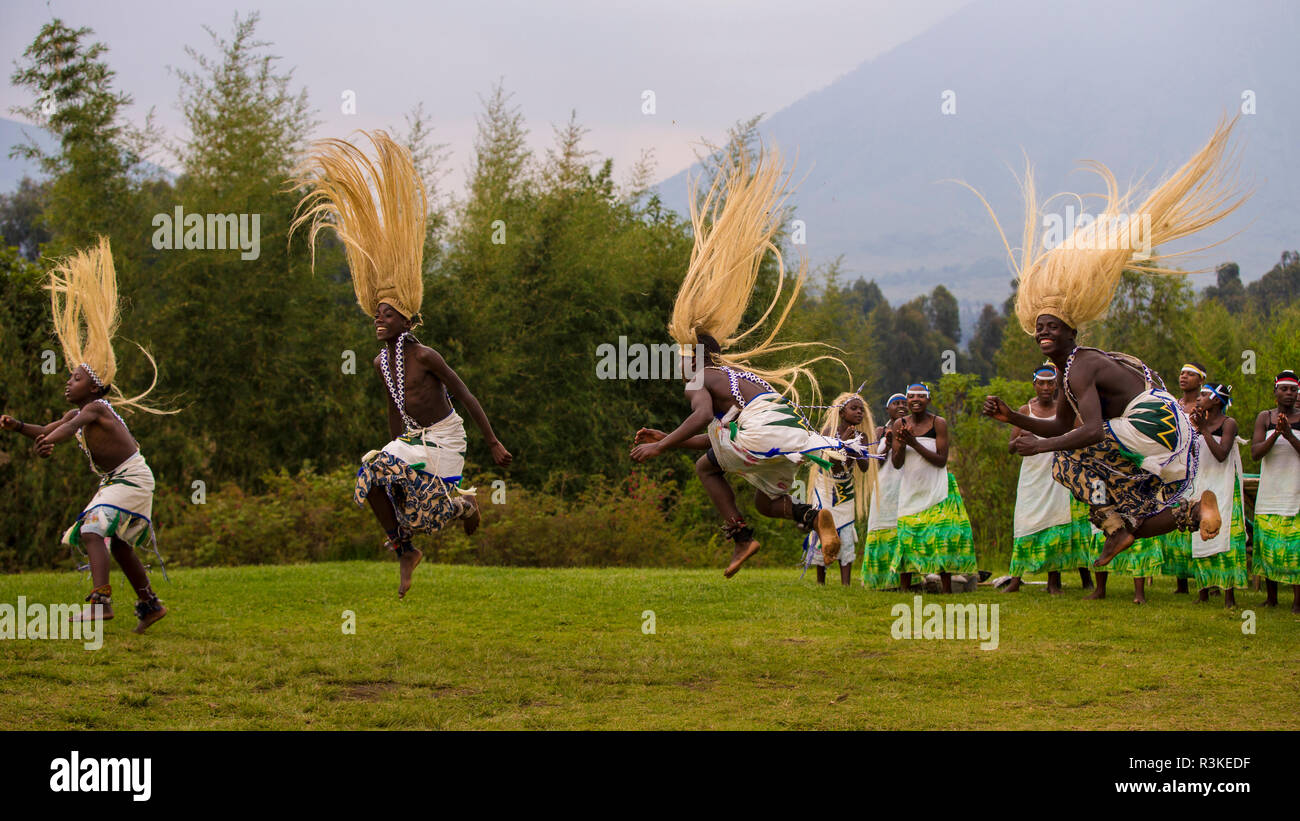 Africa. Rwanda. Traditional Intore dancers near Volcanoes National Park ...