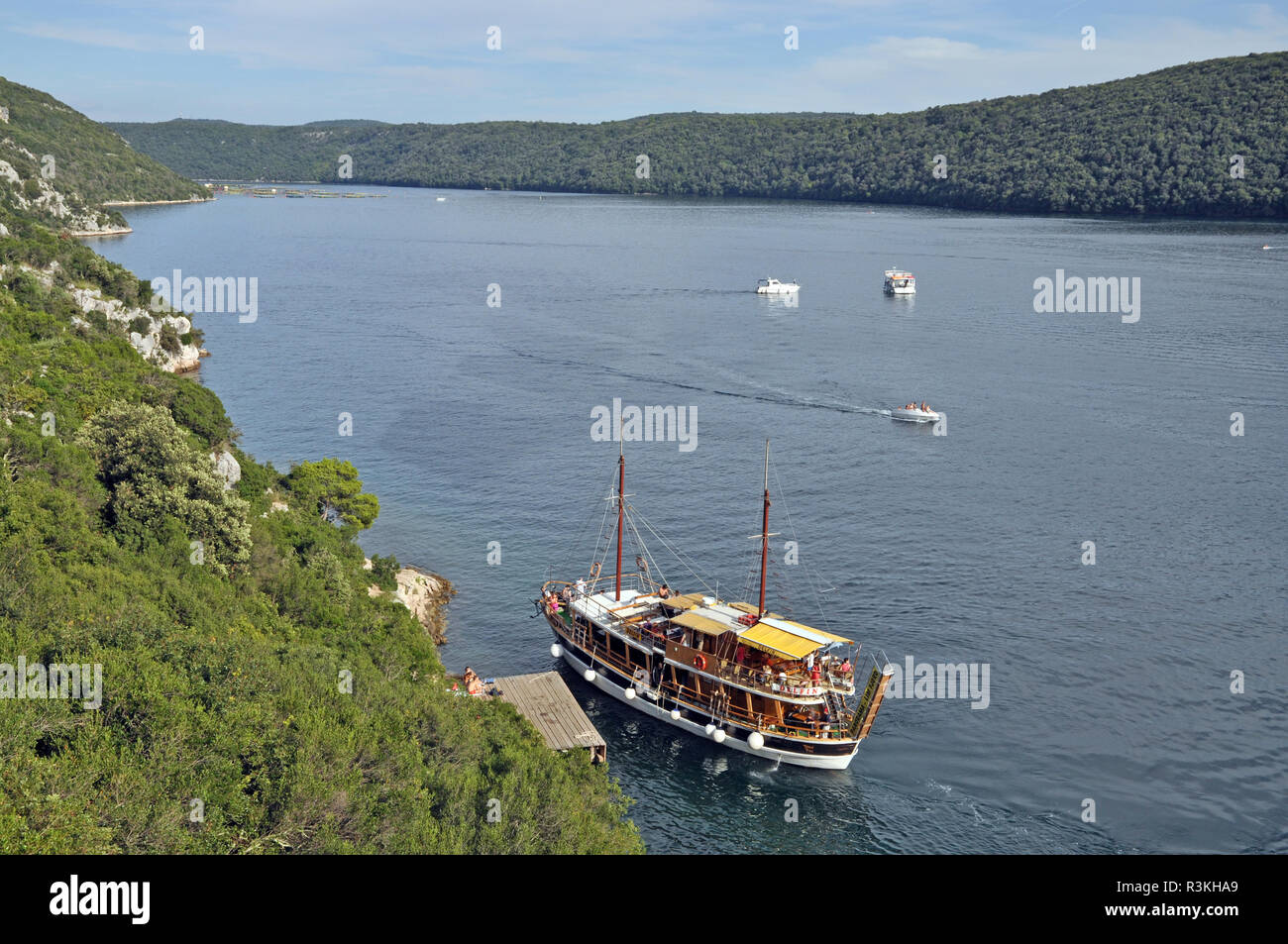 boat on the fjord,croatia Stock Photo