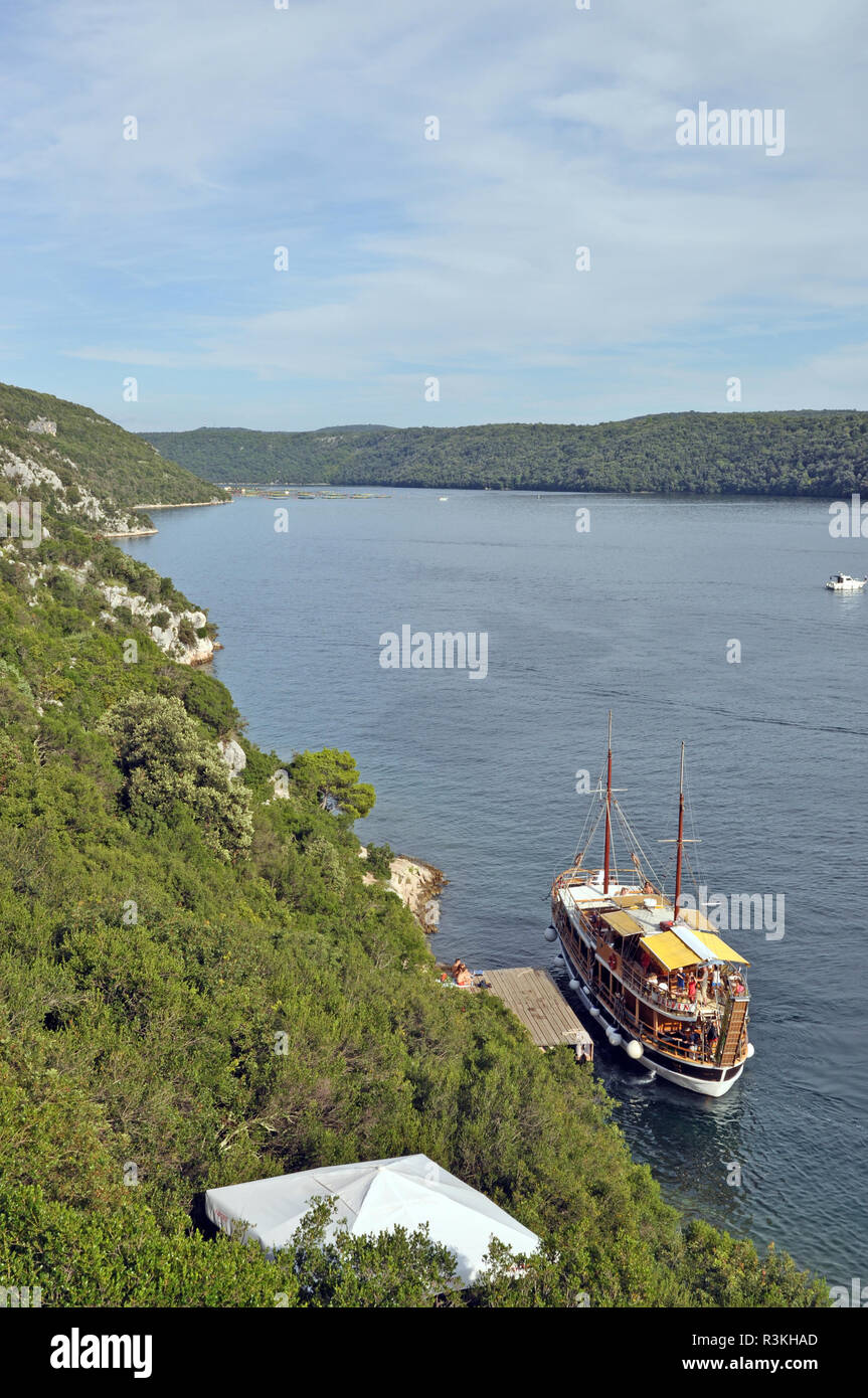 boat on the fjord,croatia Stock Photo