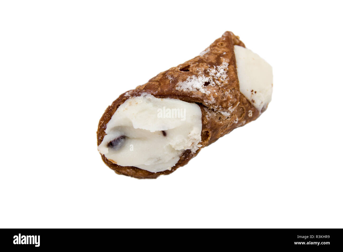 Sicilian cannoli on a white background seen close up Stock Photo