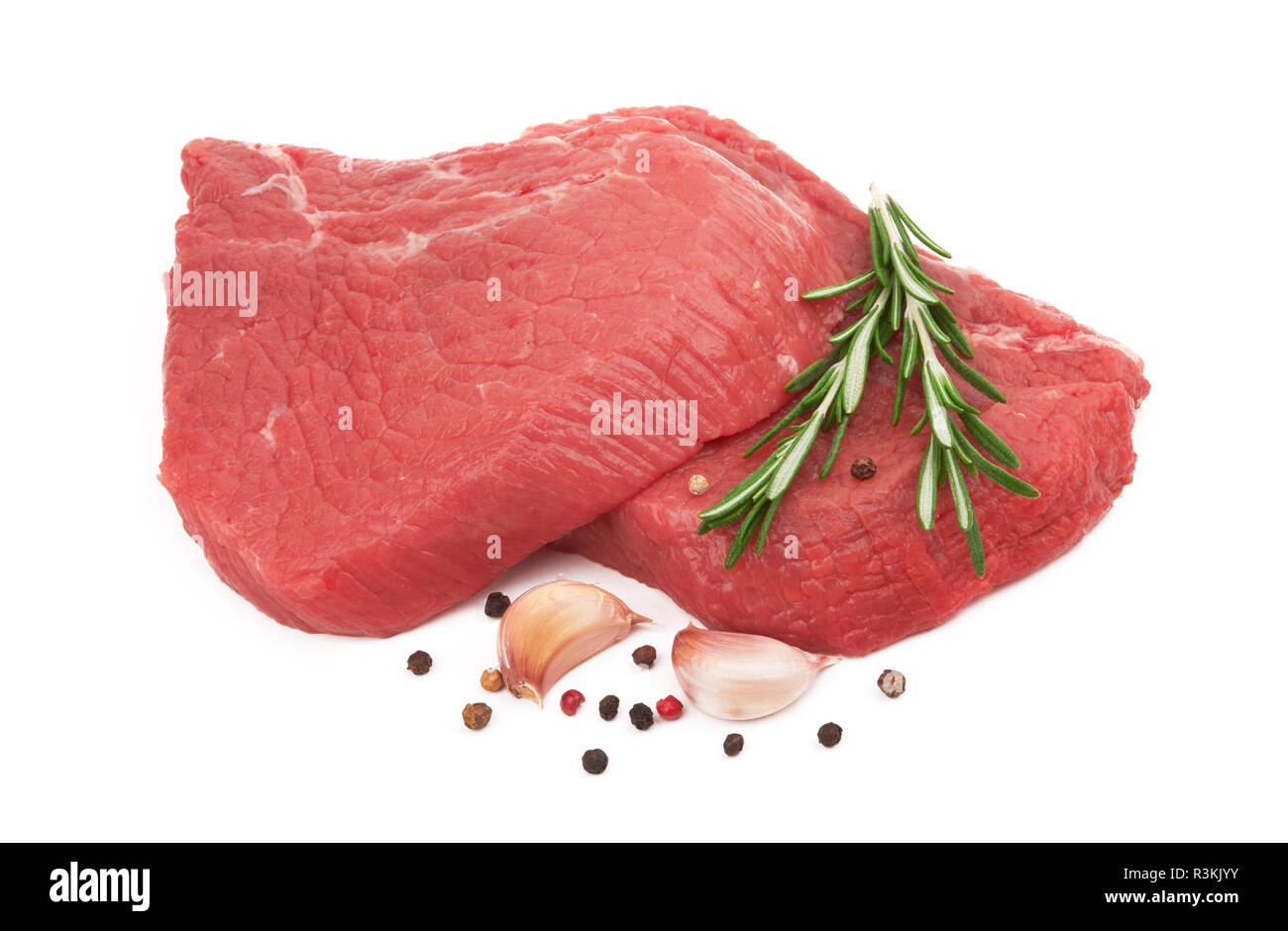 Fresh raw meat isolated on white background Stock Photo - Alamy
