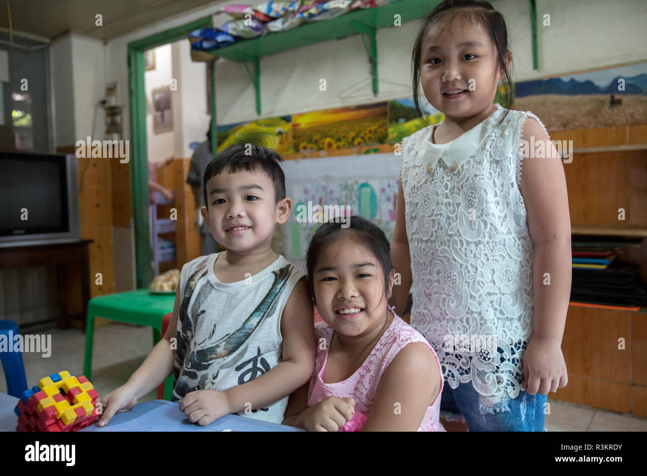 School children. Tet Festival, New Year celebration, Vietnam. (MR) Stock Photo