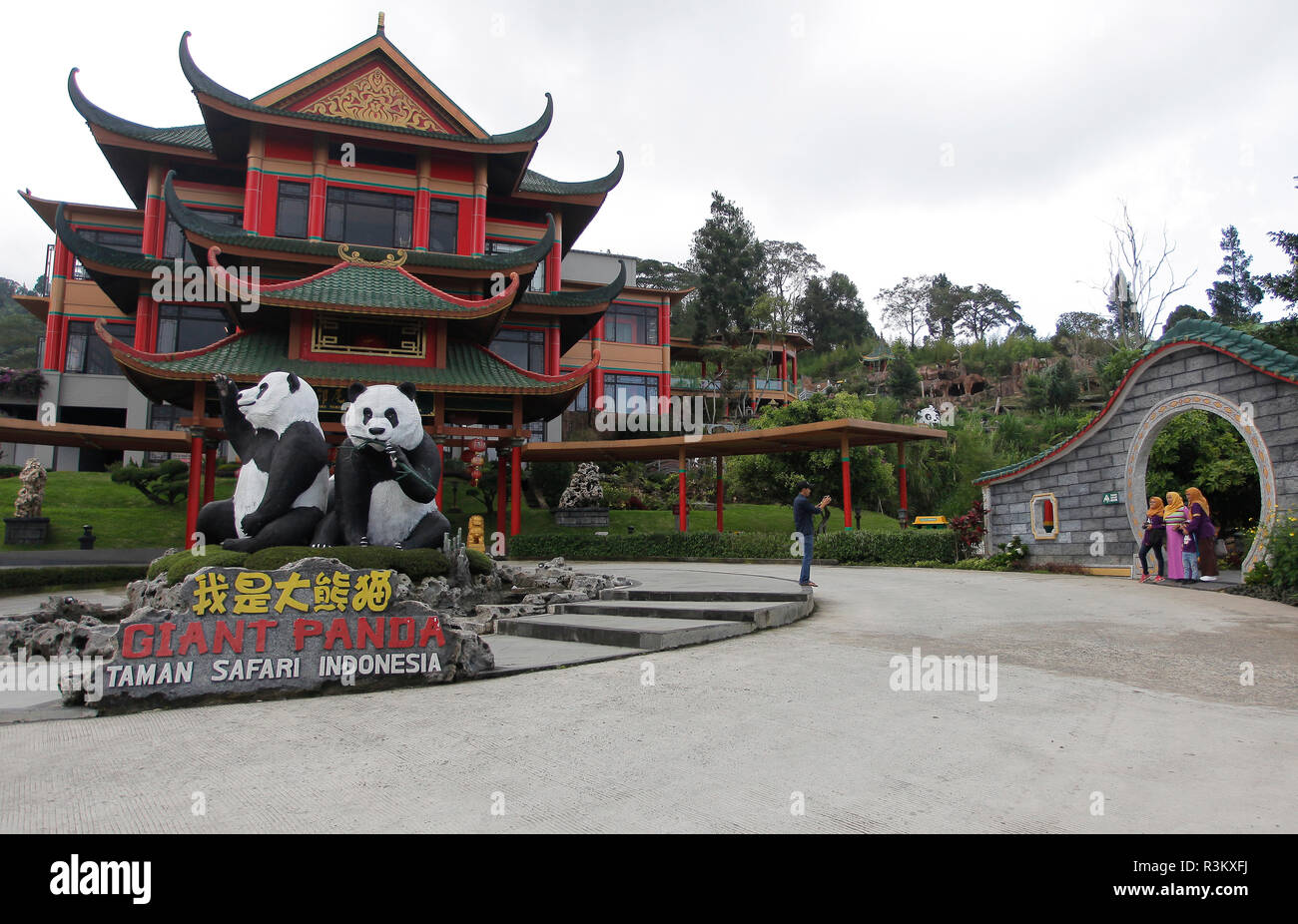 Two Panda Sculptures Seen At Front Of The Indonesian Panda
