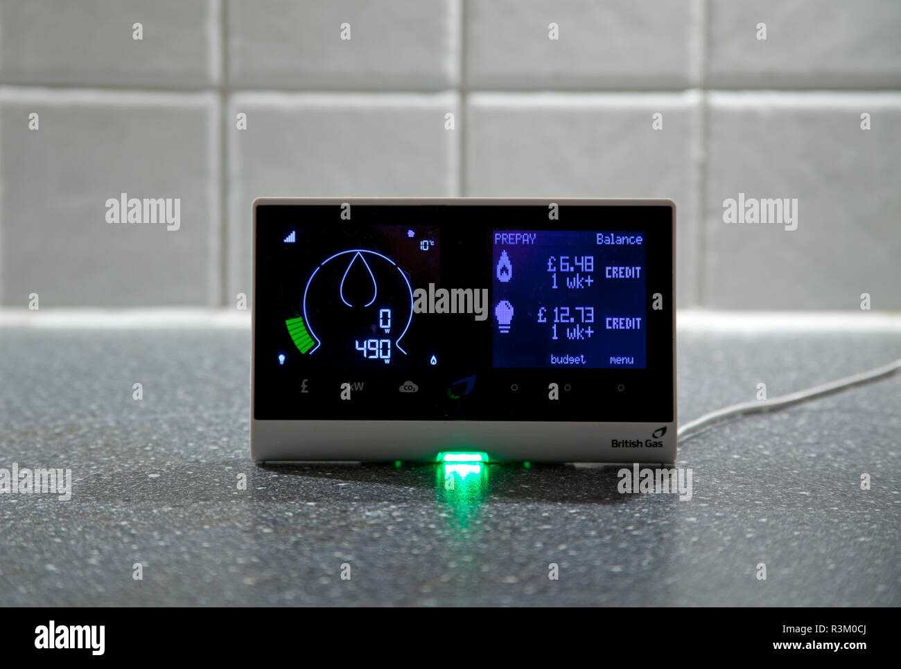 Edinburgh, Scotland, UK, 23 Nov. 2018. Smart meter on kitchen worktop Stock Photo