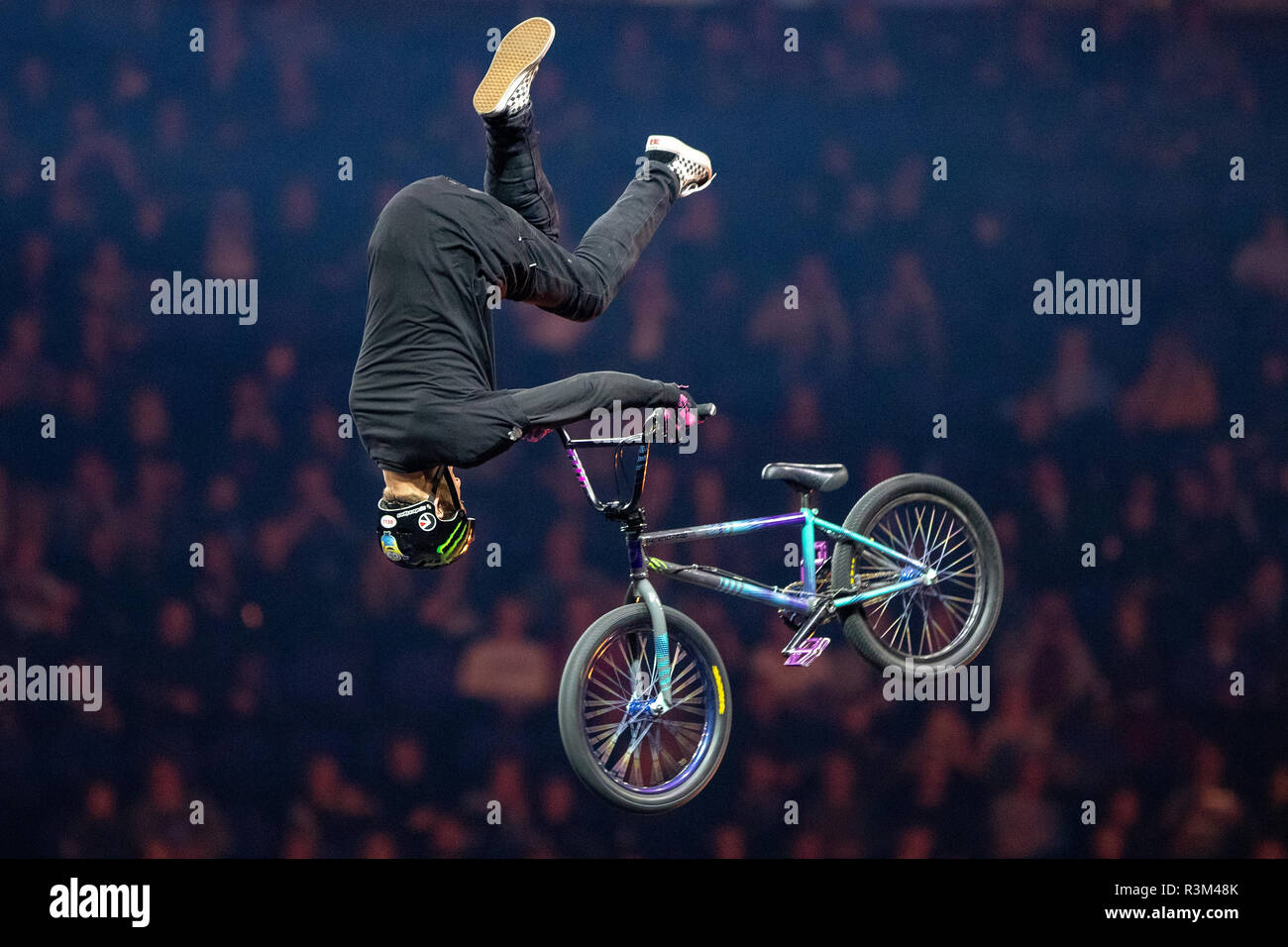 London, UK. 23rd Nov, 2018.Nitro Circus Live 2018, breathtaking  choreographed routines for FMX, BMX and Skate. Riders will execute moves  such as the Nitro Bomb and use the 40-foot Giganta ramp during