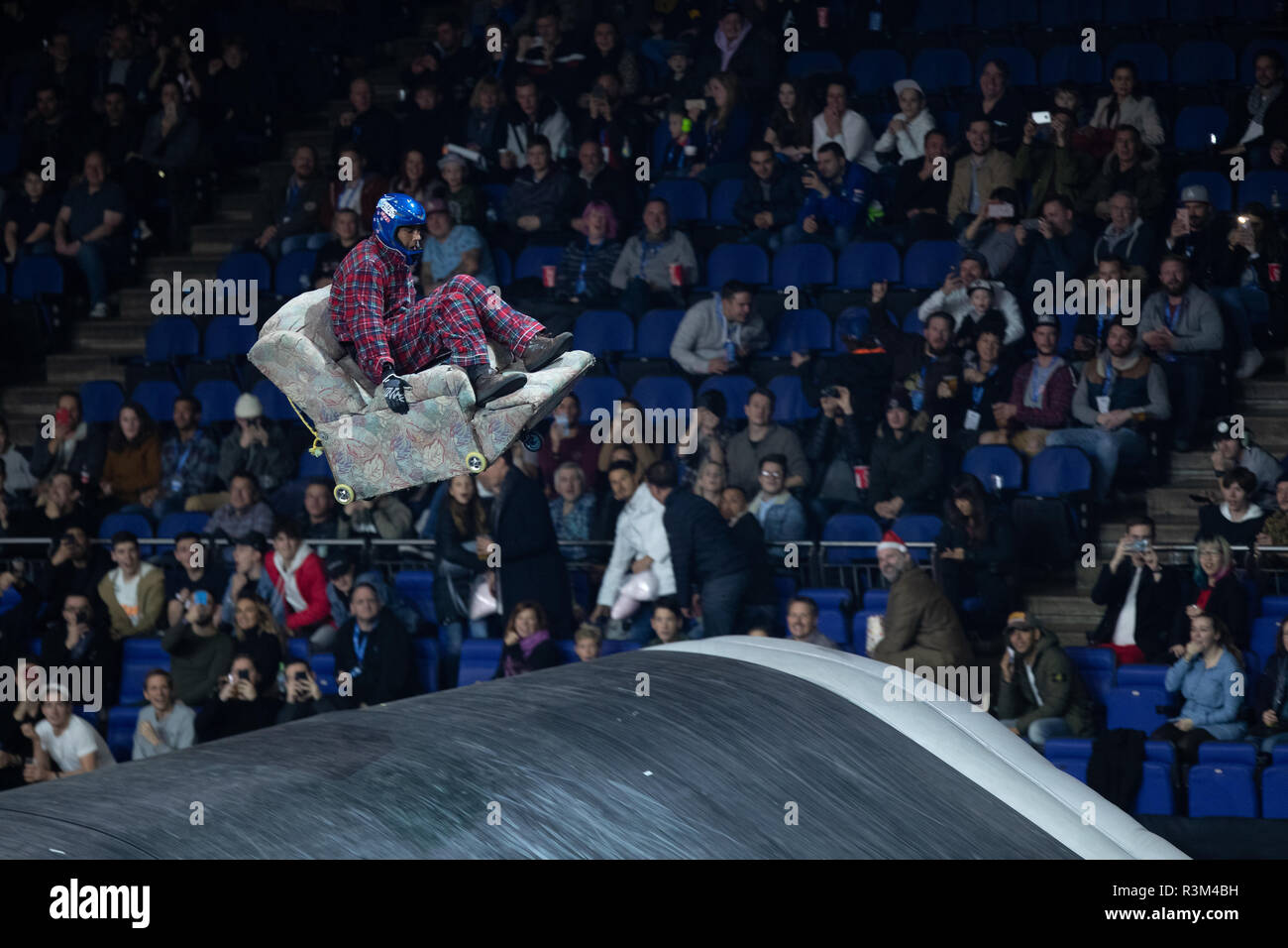 London, UK. 23rd Nov, 2018.Nitro Circus Live 2018, breathtaking choreographed  routines for FMX, BMX and Skate. Riders will execute moves such as the Nitro Bomb and use the 40-foot Giganta ramp during the show at the O2 Arena, Uk, Credit: Jason Richardson/Alamy Live News Stock Photo