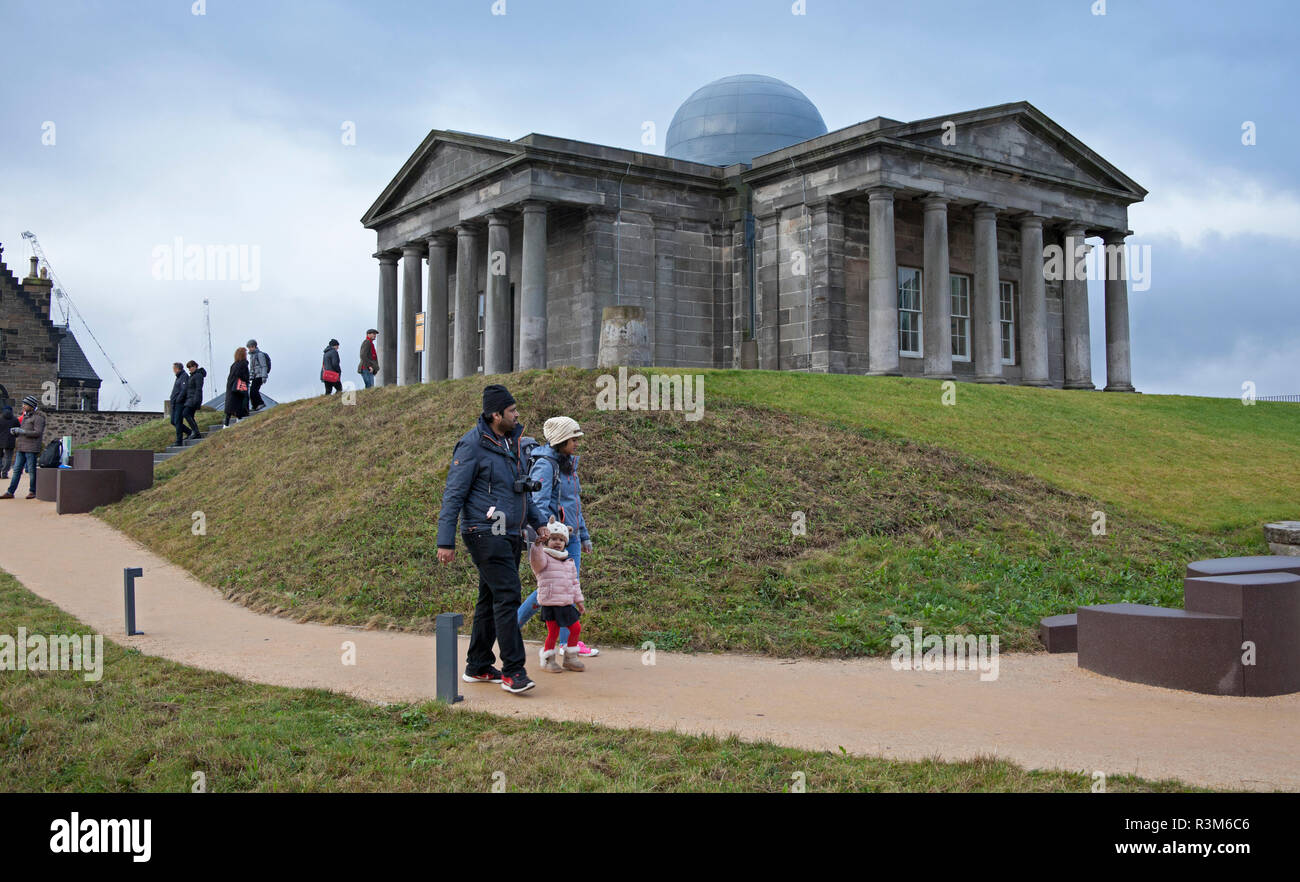 Edinburgh, Scotland, UK, 24 Nov. 2018.Opening day,  during the first hour a trickle of visitors rather than a queue visited the Calton Hill to see the The newly converted City Observatory complex by Architect William Henry Playfair, it appeared that most visitors were tourists rather than locals. The venue opened today with new art gallery and restaurant providing panoramic views across the Scottish capital. The £4.5 million project, was fully opened to the public for the first time today, it has also created a new home for the Collective Gallery. Stock Photo