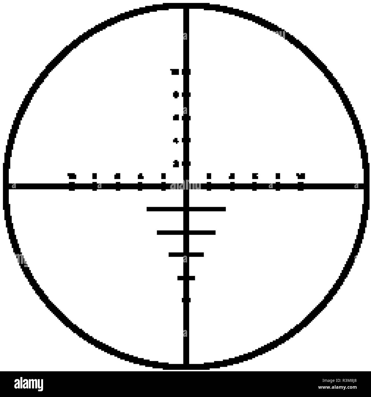 Military sniper rifle scope collimator sight icon Stock Vector