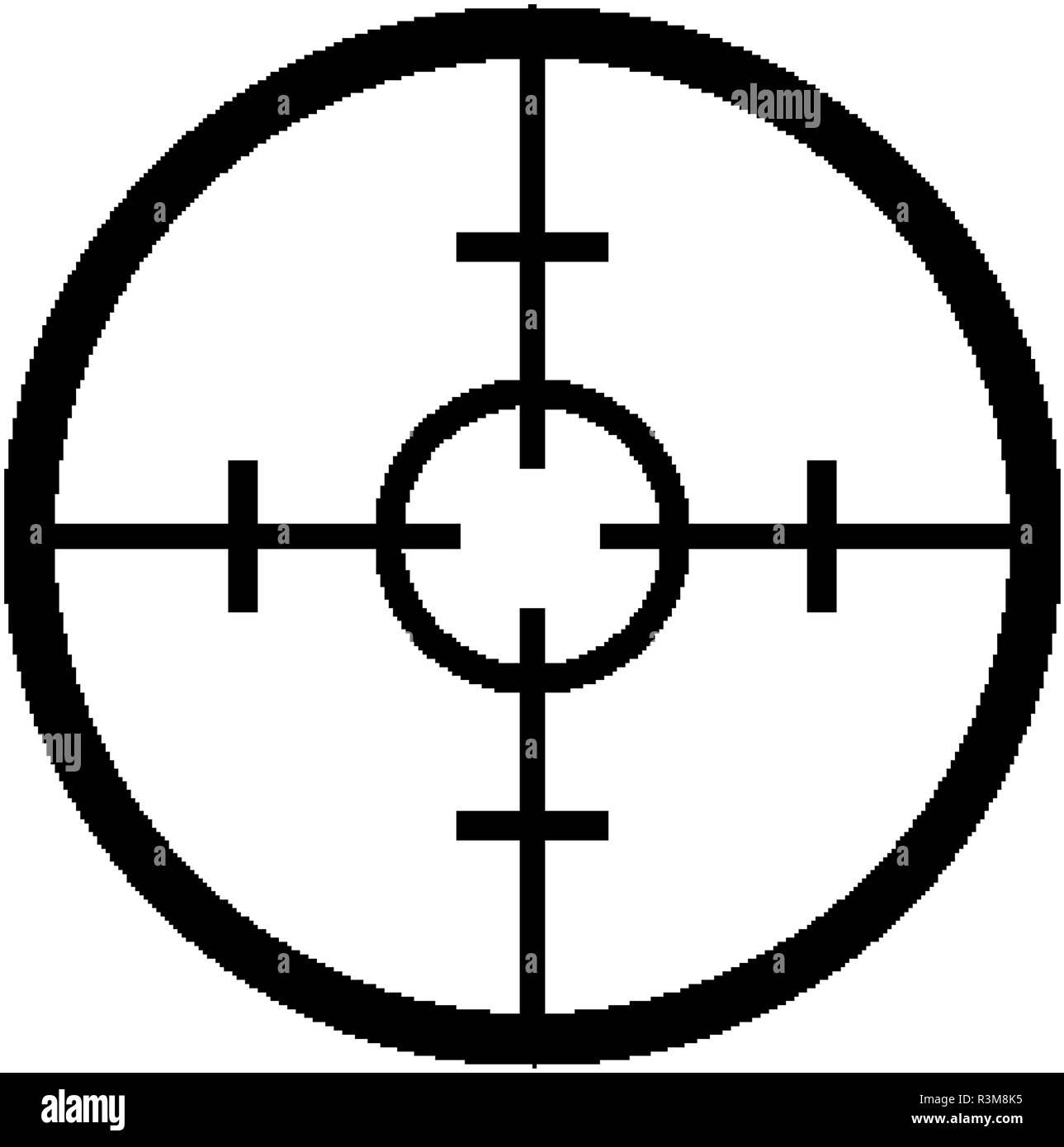 Simple sniper target black icon isolated on white background. Stock Vector