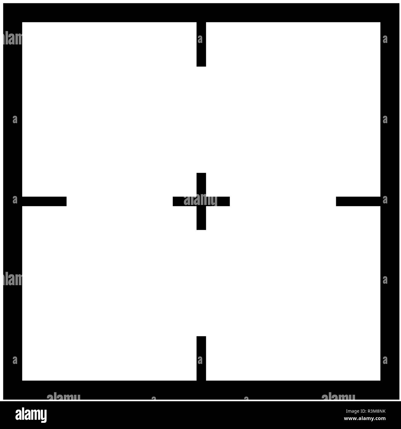 Simple sniper rifle rectangular crosshairs black icon Stock Vector