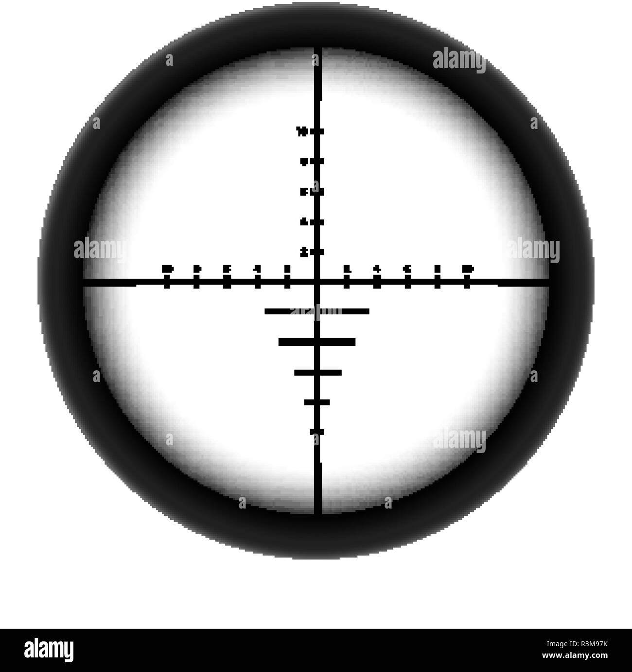 Automatic sniper collimator icon with blurred sight crosshairs Stock Vector