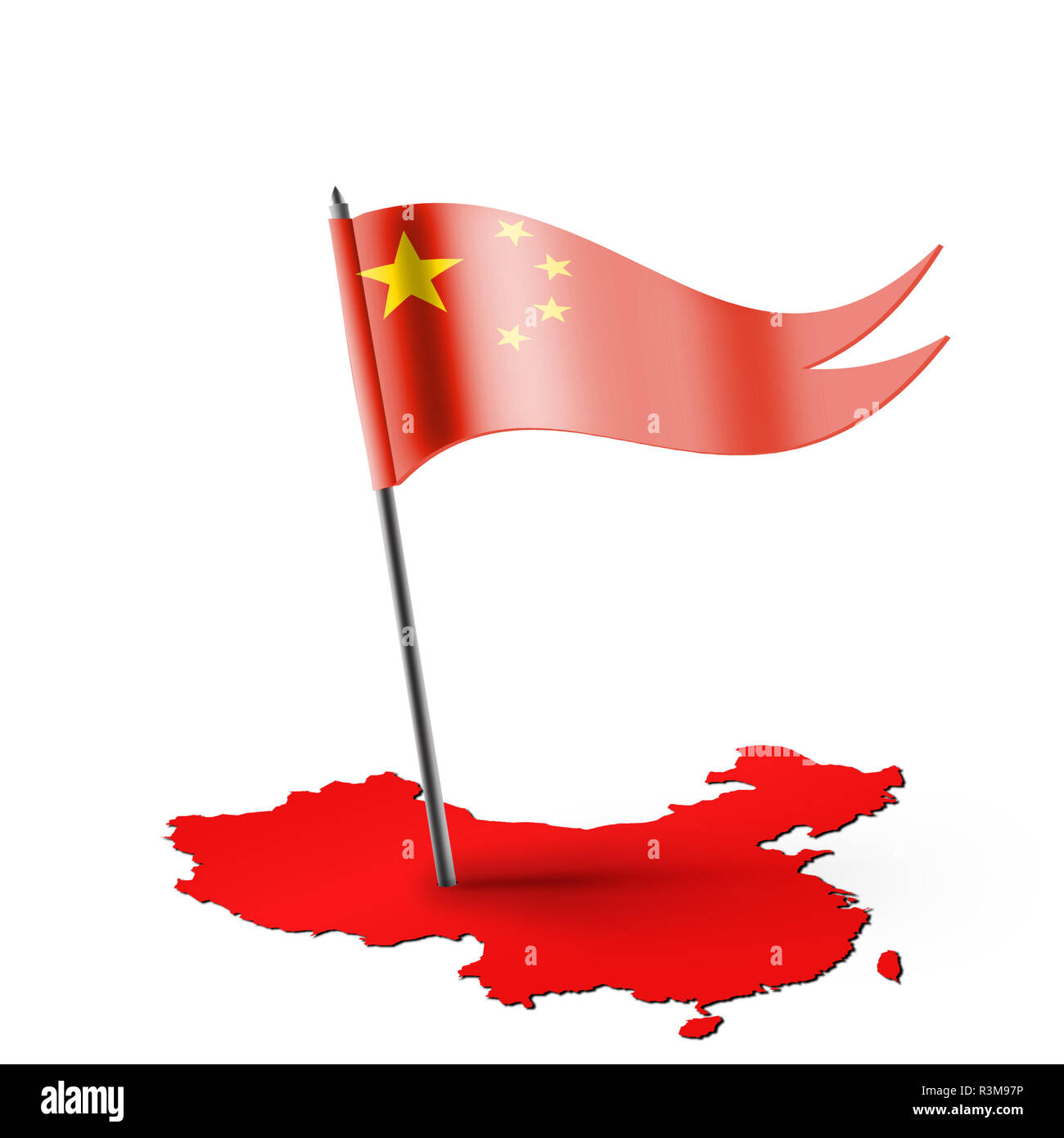 China Flag in Map of China Stock Photo - Alamy