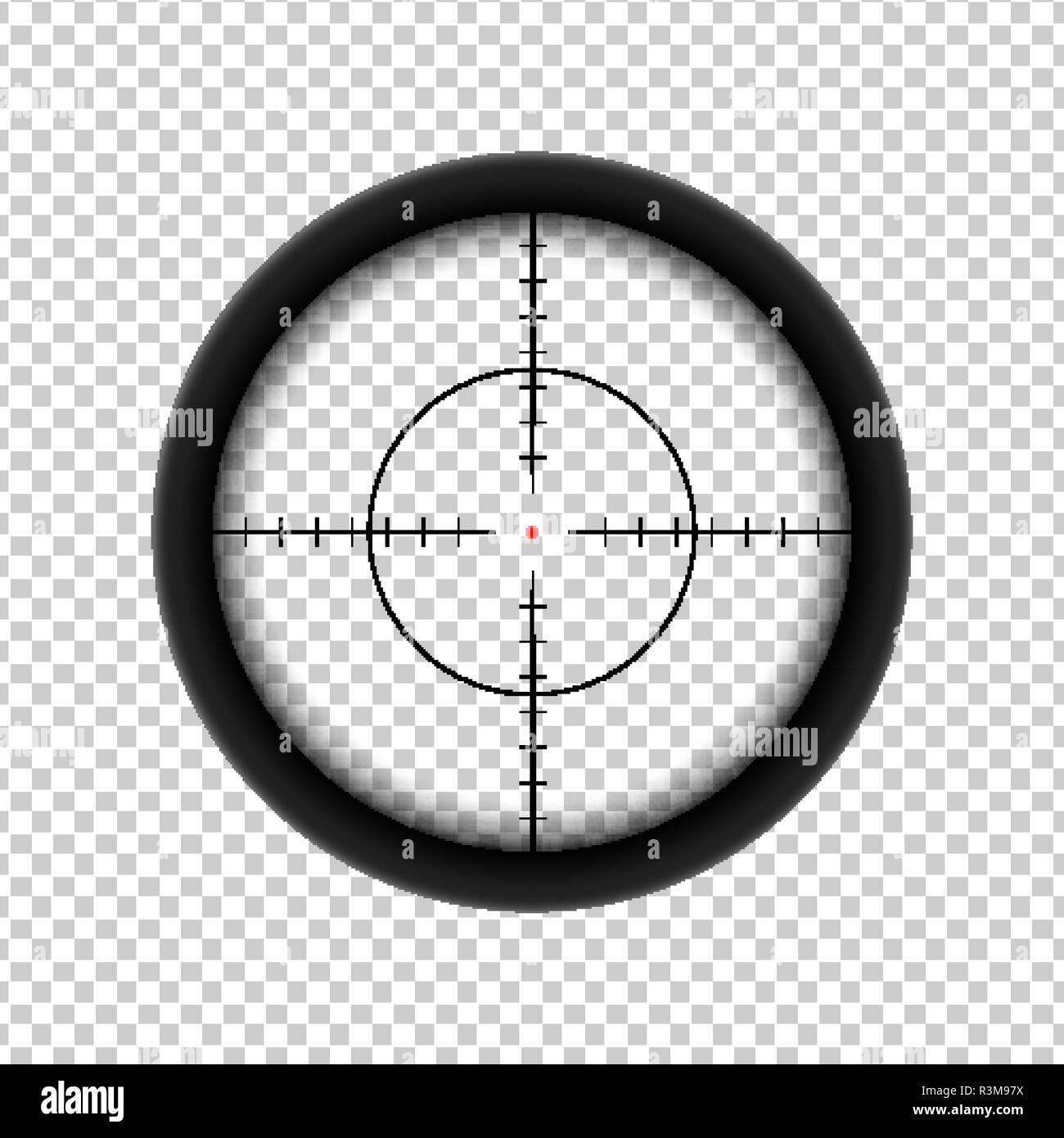 Sniper AR crosshairs icon with red target dot Stock Vector