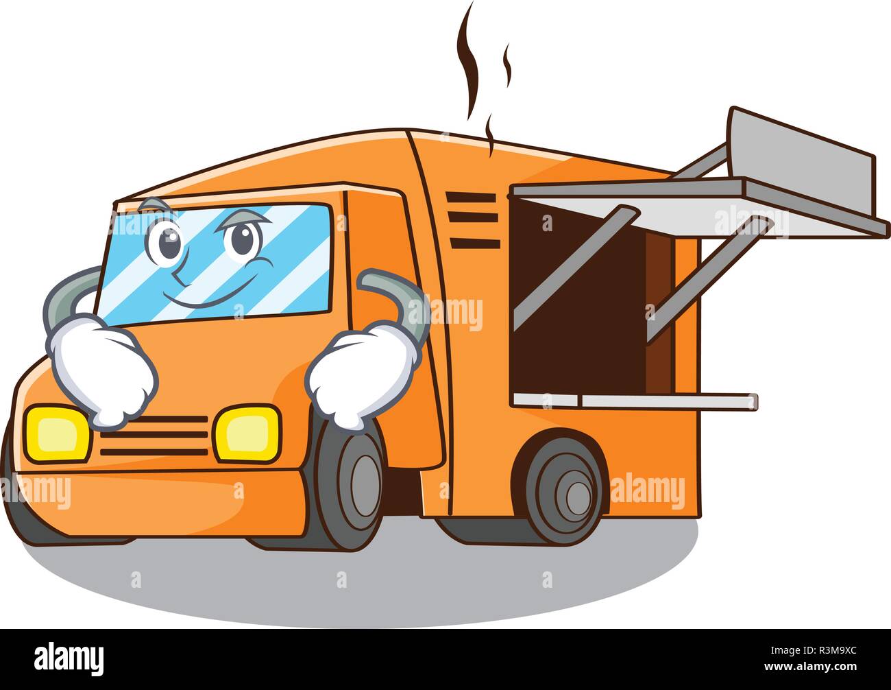Smirking Food Truck with Isolated on mascot Stock Vector