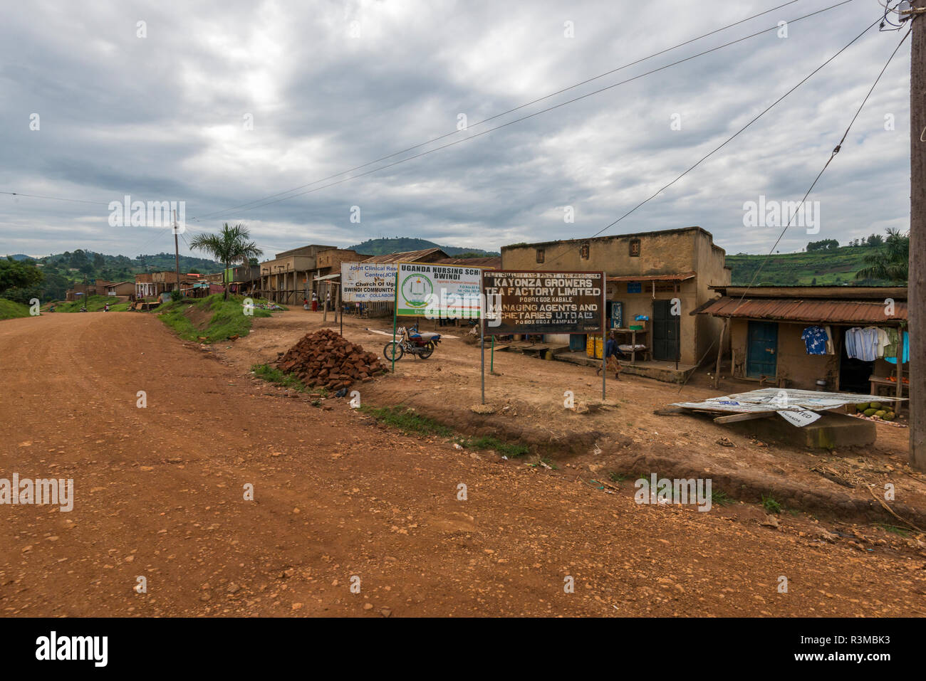 Rural village near Bwindi Impenetrable Forest. Uganda Stock Photo