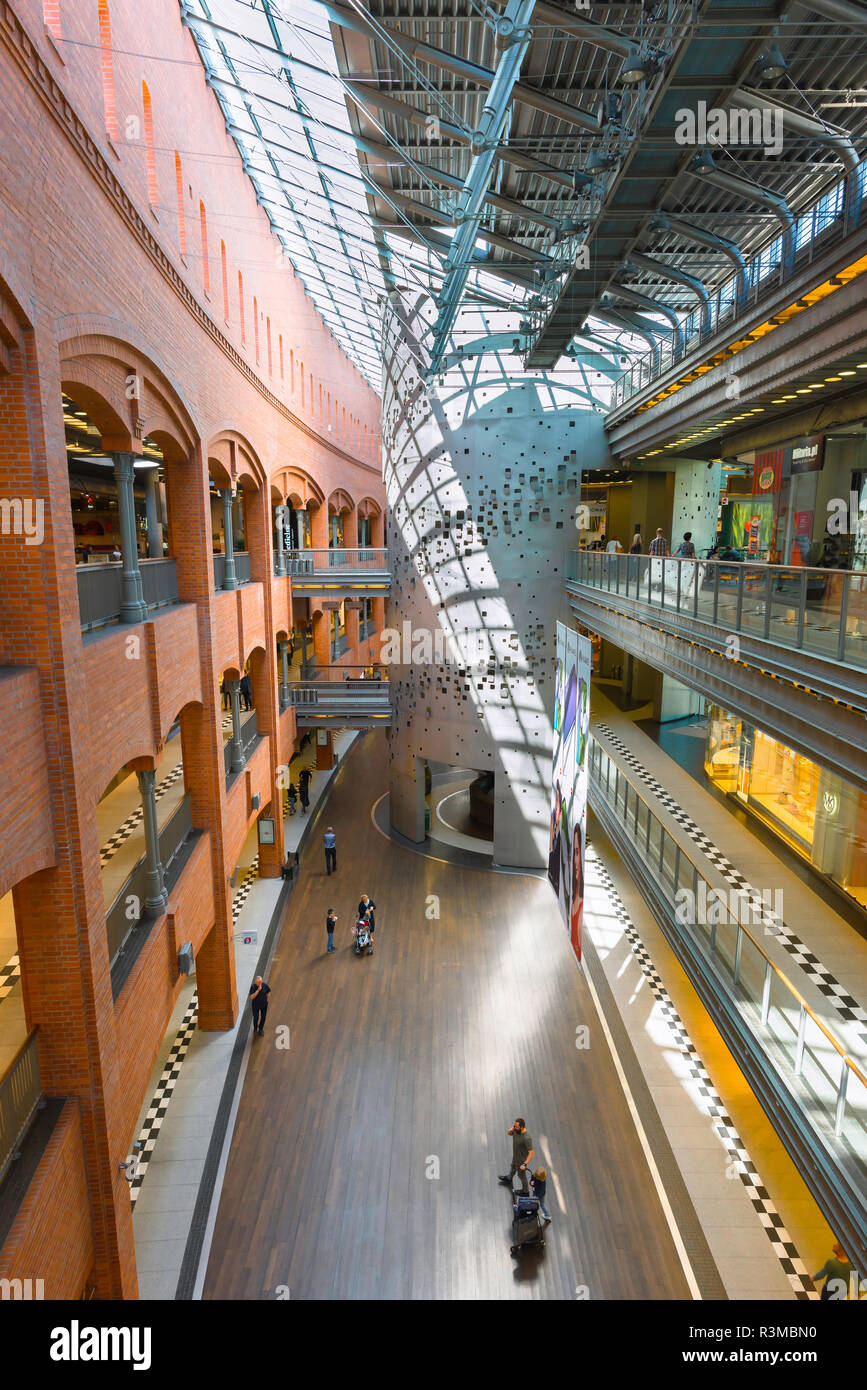 Poznan shopping centre center, view of the galleried interior of the Stary Browar shopping mall in the city of Poznan, Poland. Stock Photo