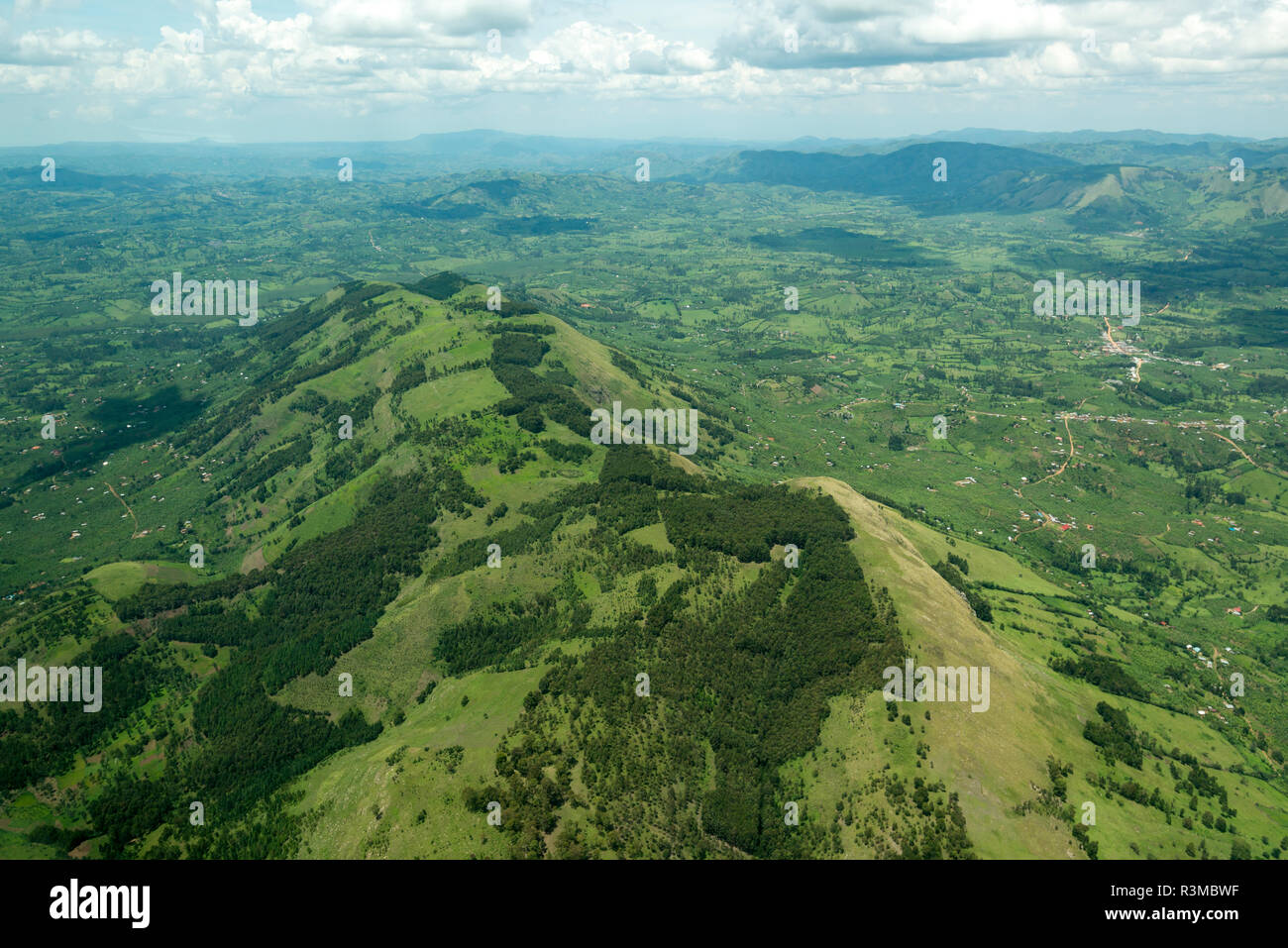 Aerial landscape in south western Uganda. Stock Photo