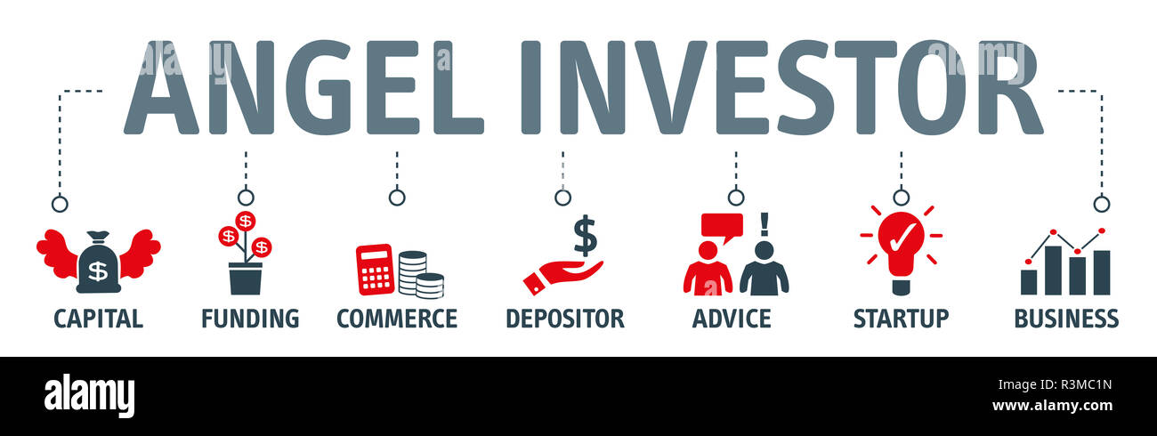Angel investor concept illustration. Business angel. Informal investor. Investment. Founder. Stock Photo