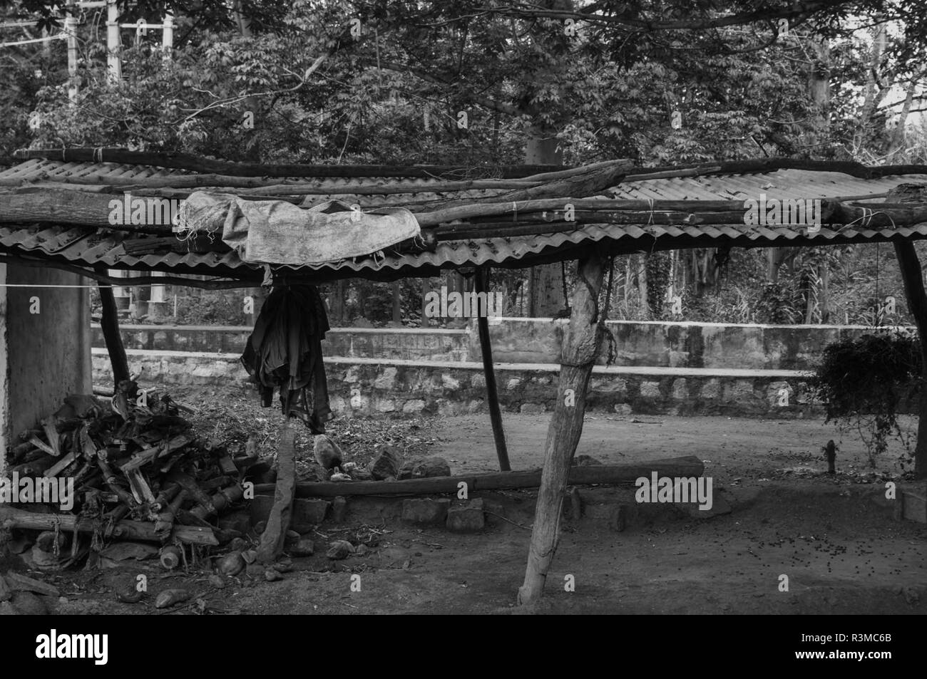 Beautiful rural landscape houses Black and White Stock Photos & Images ...