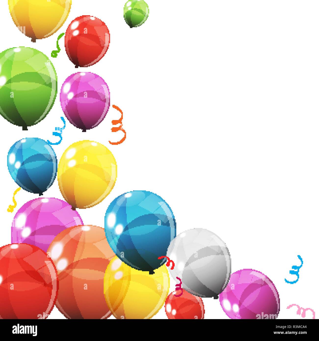 Group of Colour Glossy Helium Balloons Isolated on White Background ...