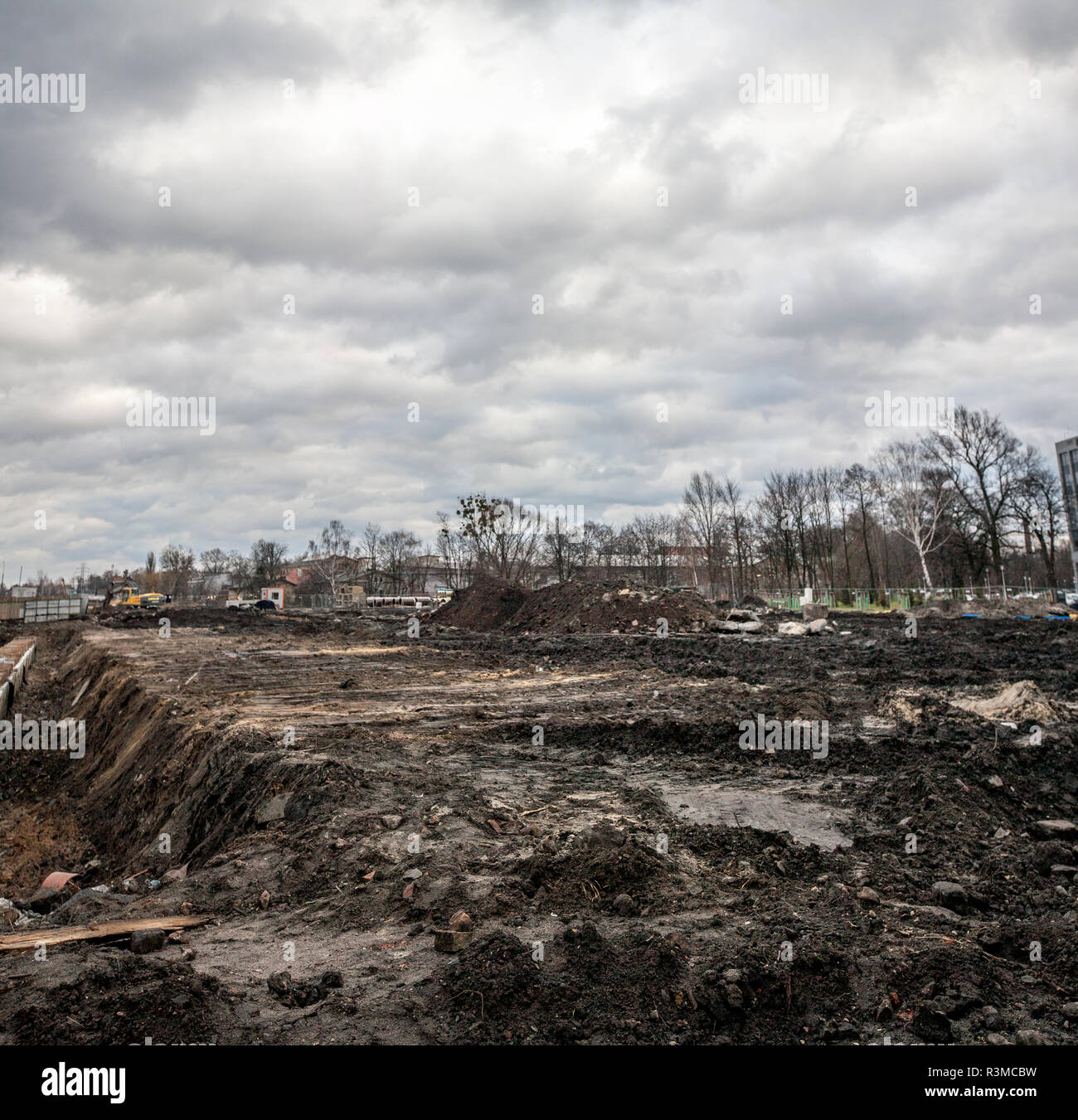 Land prepared for rising new construction Stock Photo