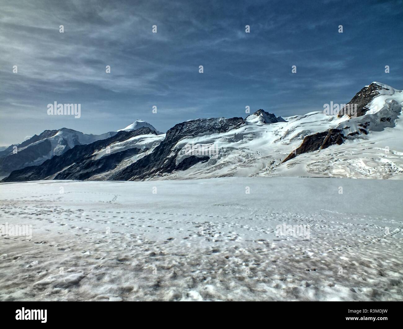 Spuren am Gletscher Stock Photo