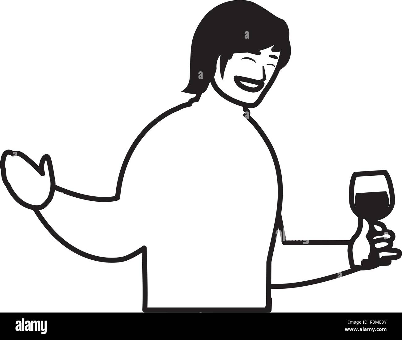 Happy man enjoying a alcohol drink over white background, vector illustration Stock Vector