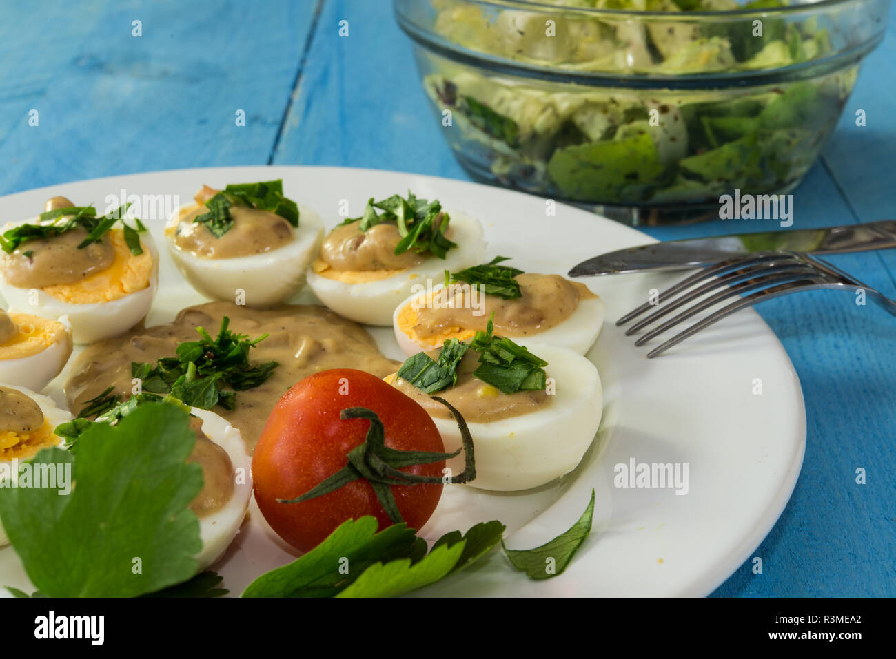 eggs in mustard sauce Stock Photo Alamy