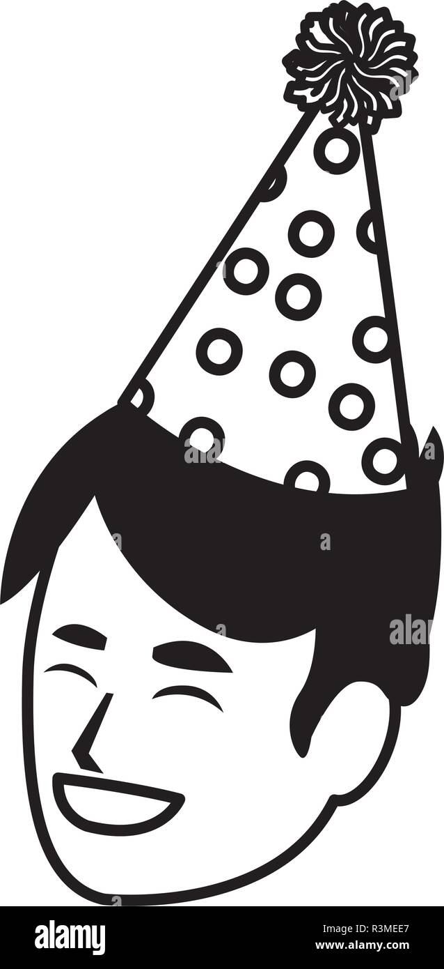 happy man with party hat over white background, vector illustration Stock Vector