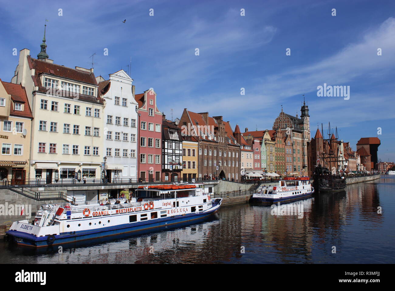 gdansk old town by the motlawa river Stock Photo