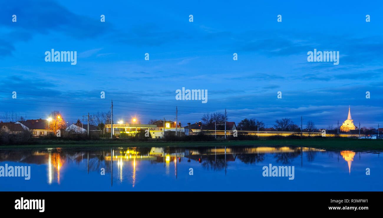 blue hour in the village Stock Photo