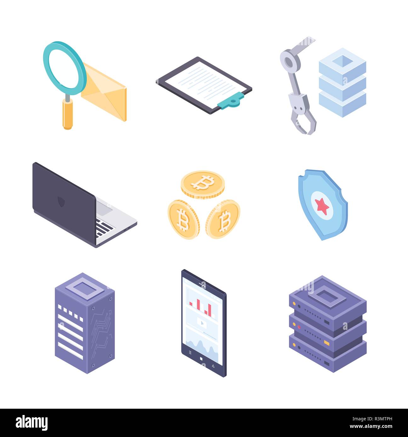 Business and technology - modern vector colorful isometric elements Stock Vector